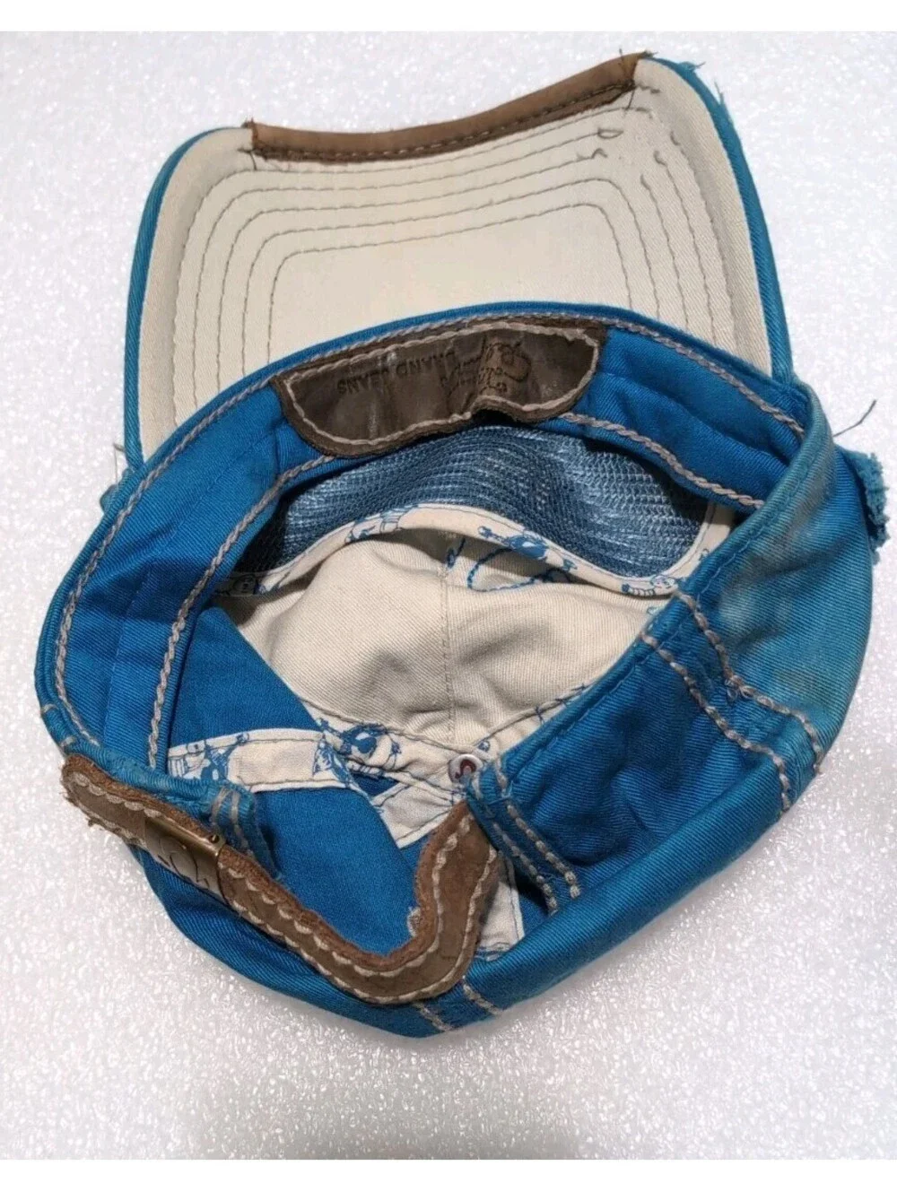 Vintage True Religion Hat Cap BlueDistressed Trucker Adjustable Y2K One Size